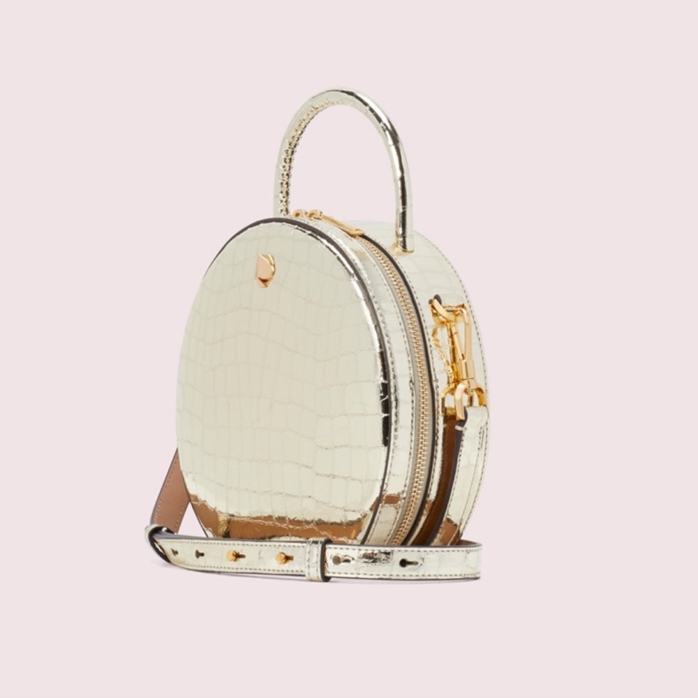 Kate Spade Andi Gold Metallic Croc Canteen Bag NWT